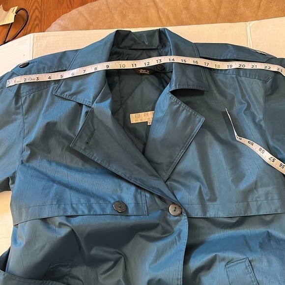 VTG 90’s-Brem rainwear-12P-teal green-double breasted raincoat with shoulder pad - Picture 13 of 14